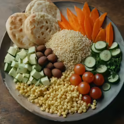a plate that has various kinds of food on it