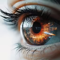 a close up shot of the eye with very intense eyeballs