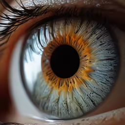 closeup view of a human eye looking to the side