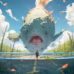 a man looks up at an underwater creature