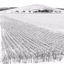 a large snowy field near the woods