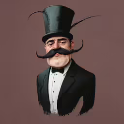 an older man with a fake mustache and top hat on