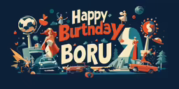 birthday card for boru with many items that includes an umbrella and various things