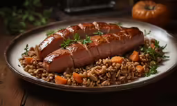 a white plate with some long loaves of food