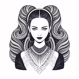 a woman with long hair and a necklace