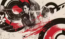 a photo of a woman with paint splatches on it