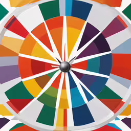 a rainbow colored colorful paper with arrows and text,a picture of a bright colored bulls eye