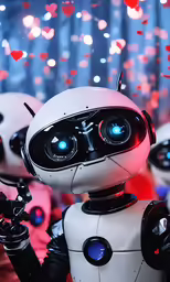 a robot with a heart on it and eyes