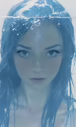 a young girl posing with water all around her