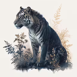 a picture of a tiger and some other small plants