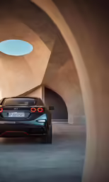 a car that is in a building