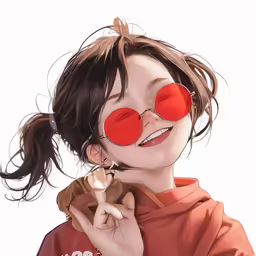 the young woman is smiling with sunglasses on