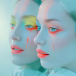 a couple of women with long colorful nails
