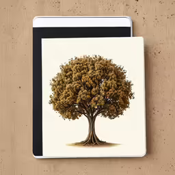 a card with an image of a tree on it