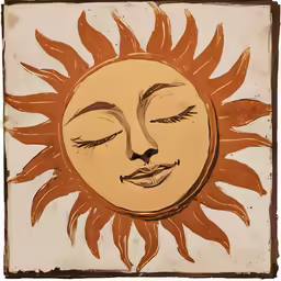 a sun painted on the outside of a wall