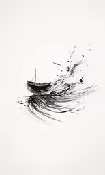a boat in the water that is full of splashes