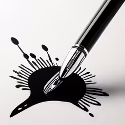 the pen has been placed on top of the ink