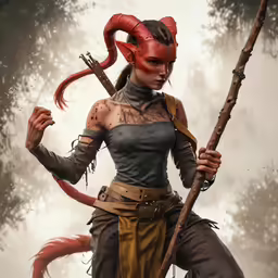 a girl dressed as devil is holding two guns