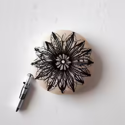 an object made of black ink with a pen