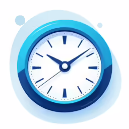 an image of a blue round clock that is floating