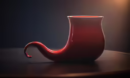 a red pipe sitting on top of a black table