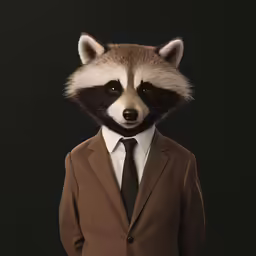 a raccoon dressed in a suit and tie