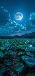 a beautiful moon rises over some green grass,a full moon is setting above a large, grassy field