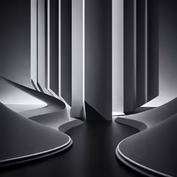 white and black architecture on a dark background