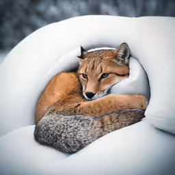 an animal curled up inside a circular container