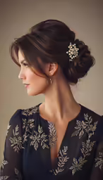 a beautiful woman in an elegant hair piece