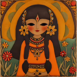 a drawing of a girl wearing an orange and black outfit