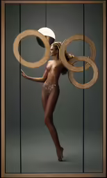 a naked girl posing with big circles around her head