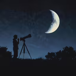 a man that is standing next to a telescope