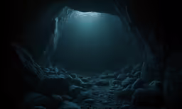 an underwater cave with water coming out of it