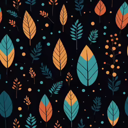 colorful leaf shapes against black background