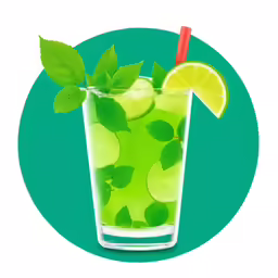 a green drink with limes and mint leaves in it