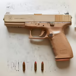 a rifle and other guns lie on the ground