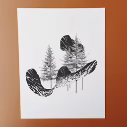 the paper has been drawn and cut with black ink