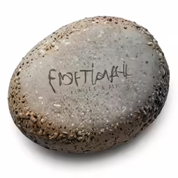 the stone has graffiti on it and is white with black speckles