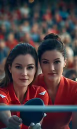 two women standing with rackets in their hands