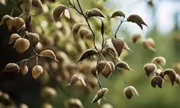 there is a closeup of the stems and leaves of an tree
