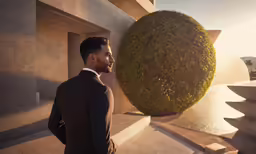 a man in formal attire looking into the distance