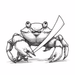 a crab holding a knife in its claws
