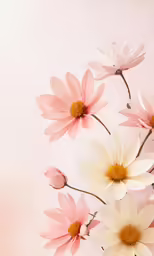 a group of pink and white flowers sitting on top of each other
