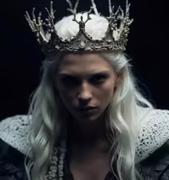 a woman in a crown with a black dress