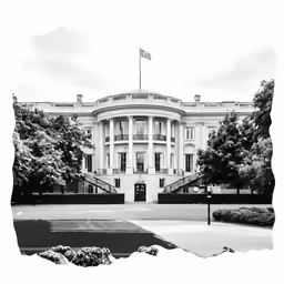 a view of the white house and the state flag