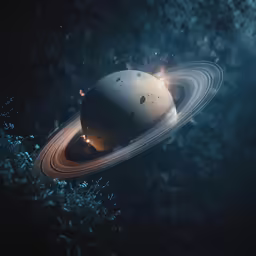 a picture of the planet saturn with its lights shining