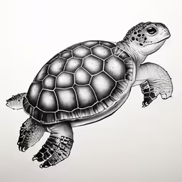 a drawing of a turtle on a white background