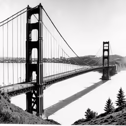 this is a black and white photo of the golden gate bridge