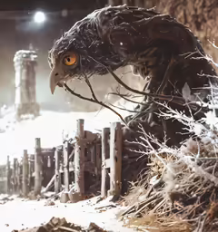 an image of a snowy scene with a bird